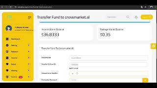 HOW TO TRANSFER IMCOME WALLET TO CROSS MARKET PACKAGE WALLECT