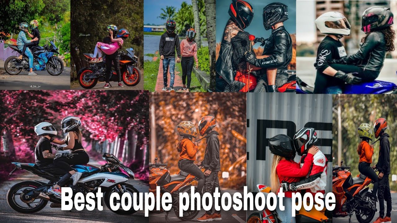 Beautiful couple on a cool motorcycle against Moscow Stock Photo by  ©Selenittt 334308100