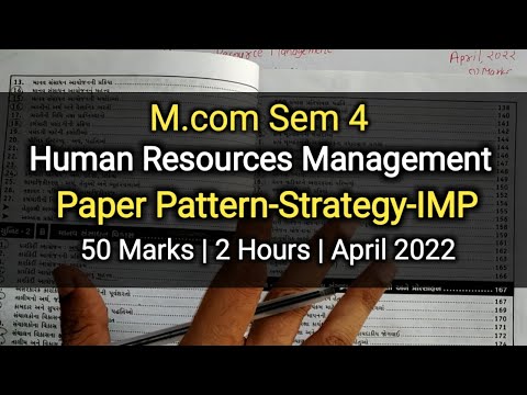 Human Resources Management | Paper Pattern-Strategy-IMP | M.com Sem 4 | April 2022