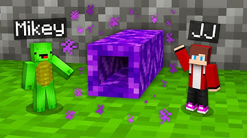 JJ and Mikey Built a TINY BASE inside a TINY PORTAL TUNNEL in Minecraft - Maizen