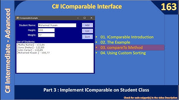 C# IComparable | Part 3 - Implement compareTo | C# Advanced #163