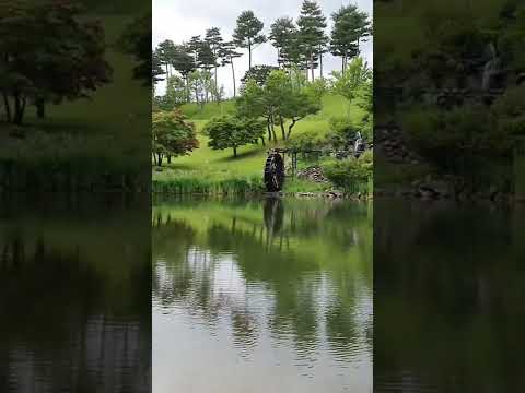 물레방아 조경 물