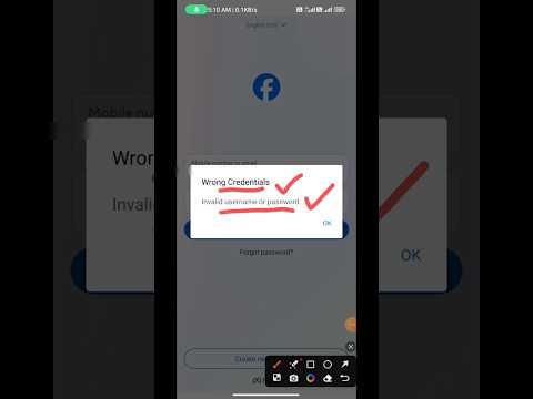 Facebook WRONG CREDENTIALS