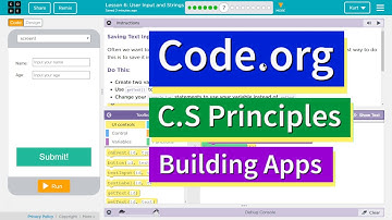User Input and Strings Lesson 6.7 Tutorial with Answers Code.org CS Principles