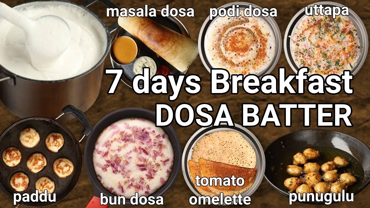 life cycle of dosa batter - 7 days breakfast - masala, podi, uttapam, appe, bun, omelet & punugulu | Hebbar Kitchen