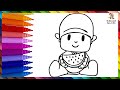 Dibuja y Colorea A Pocoyó Comiendo Sandía 👶🍉💙 Dibujos Para Niños