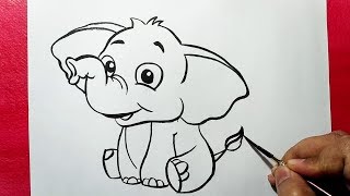 elephant drawings sketches draw easy drawing paintingvalley