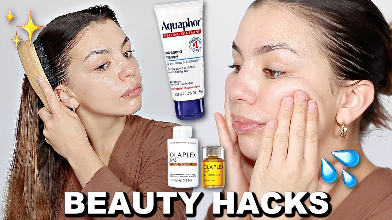 10 BEAUTY HACKS FOR SHINY HAIR & SMOOTH SKIN YouTube