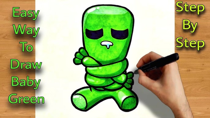 How to Draw Green  Roblox Rainbow Friends 