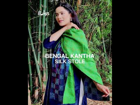 Bengal Kantha Hand Embroidered Block Print Tussar Silk Handloom