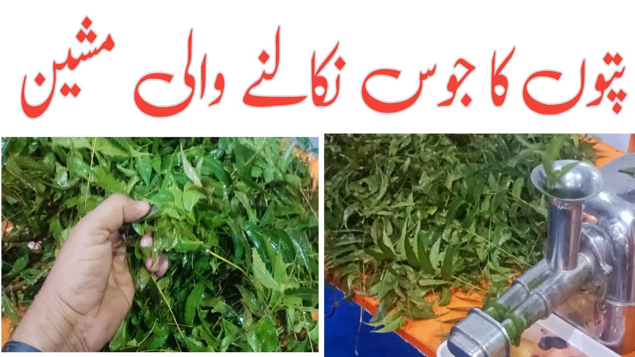 Neem kye paton k rus aur juice nikalne wali machine.Paton say kis Tara