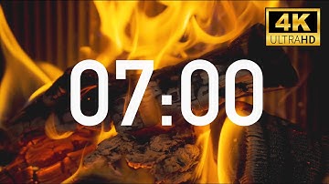 7 Minute Timer 🔥 Fireplace (Ultra HD 4K) with Cozy Fireplace Sounds