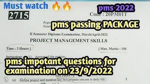 pms 2022|propject management skills passing packages |project management skills question paper#pms
