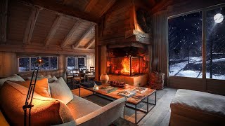 Fireplace and Blizzard Sounds for Sleep and Relaxation  Enjoy it with a Cup of Coffee