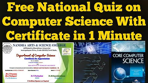 Free National Quiz on Computer Science with Certificate in 1 Minute|Computer Knowledge|Basics|CSE|CA