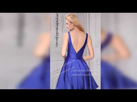 plunging-neck-satin-ruffle-open-back-spaghetti-strap-sleeveless-zipper-up-short-dress
