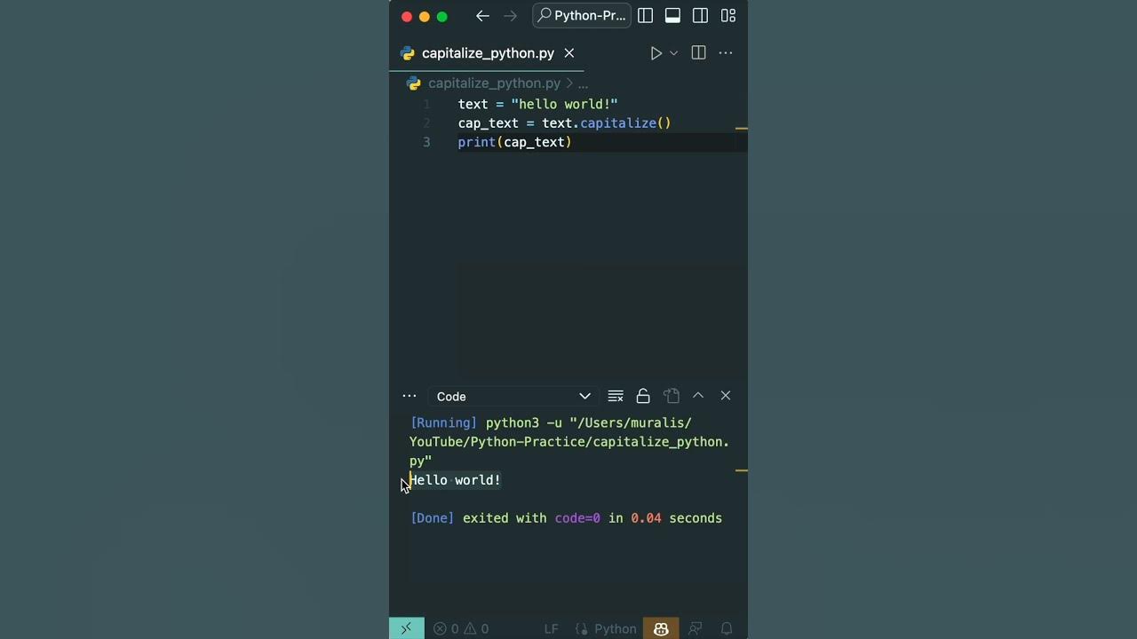 Python capitalize() Method: Elevate Your Text Game! #shorts - YouTube