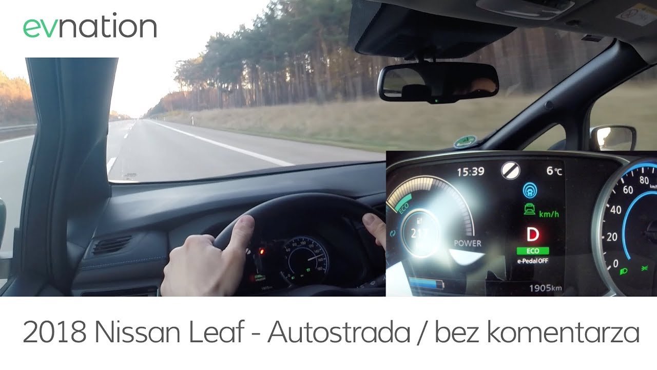 2018 Nissan Leaf 40kWh jazda na autostradzie (bez