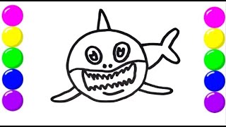 How to Draw Sea Animals  baby  Shark Drawing, Painting and Coloring for Kids & Toddlers   #아이들을위한그림