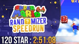 Super Mario 64 Randomizer 120 Star Speedrun 2:51:08 (Random Seed)