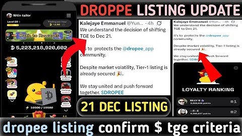 Dropee airdrop listing biggest update 🚀 | dropee tge listing date confirm 🤑 | droppe token withdraw🥳