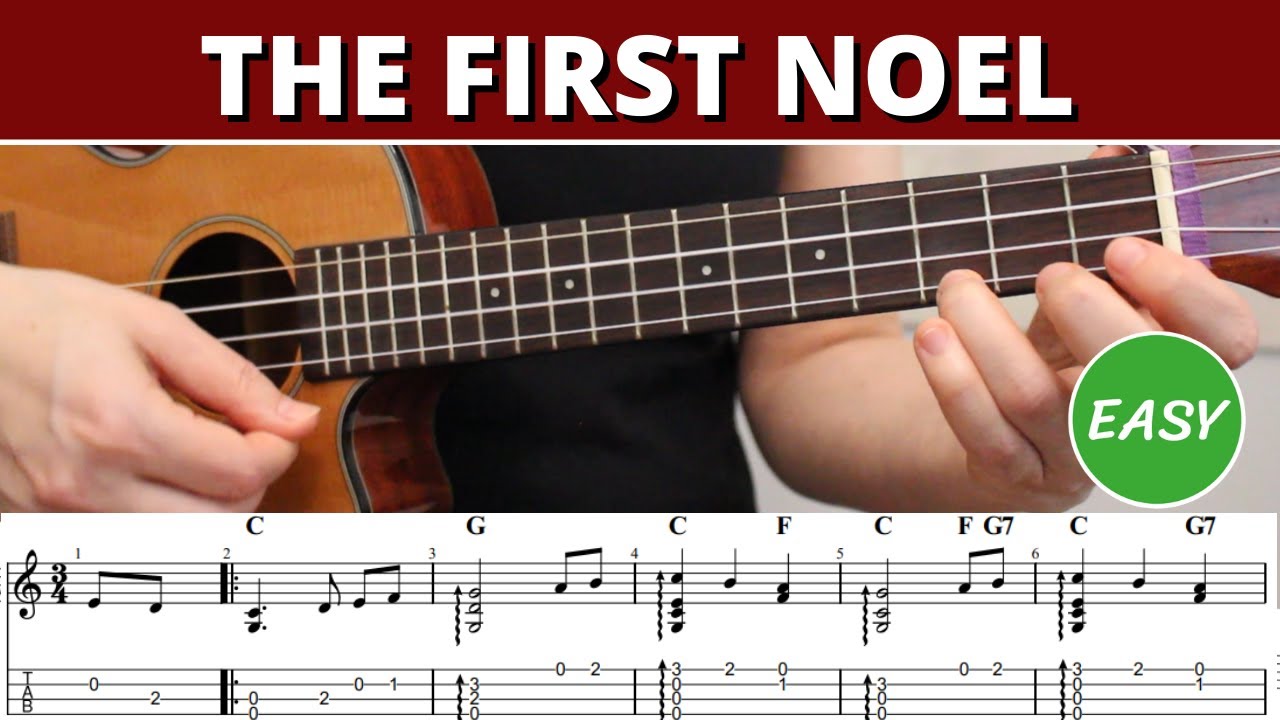 the first noel easy beginner chord melody fingerstyle ukulele tutorial play along with tabs youtube