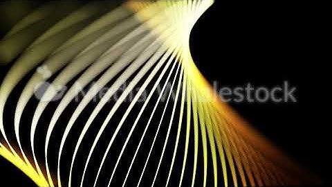 Abstract yellow neon lines twisting in a spiral tunnel on black background, seamless loop. Animation