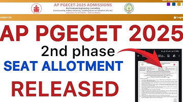 AP PGECET 2nd PHASE SEAT ALLOTMENT RELEASED | AP PGECET FINA PHASE ALLOTMENT 2025