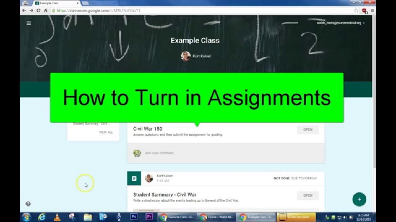 student view google classroom turn in assignment