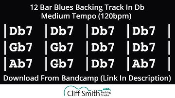 Db - Medium Tempo 12 Bar Blues Backing Track (120bpm)