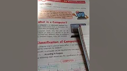 Class 4th Computer, Chapter 1 Computer and its Classification