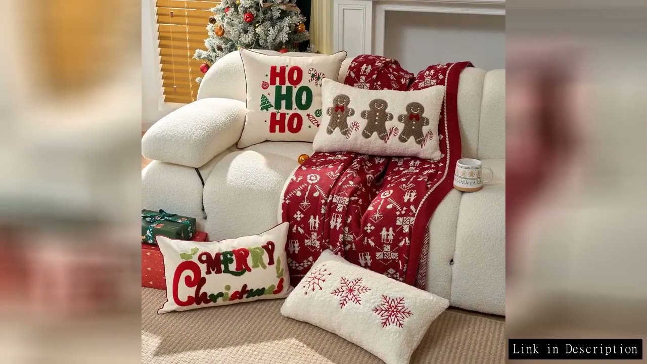 Christmas Embroidered Cushion Cover Merry Christmas Gingerbread Man Embroidered Pillow Case Happy an