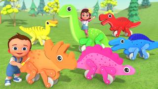 diy wooden dinosaur toys assembly color ramp slider kids