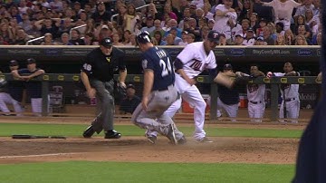 MIL@MIN: Lucroy pads the lead with an odd RBI single