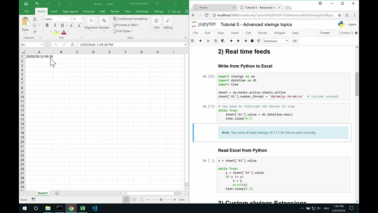 Part 5: Real time feeds: Write from Python to Excel