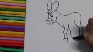 تعليم الرسم | رسم حمار خطوه بخطوه للاطفال | how to draw donkey step by step