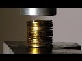 偽金貨　VS　油圧プレス機 /Fake gold coins with  Hydraulic press machine.