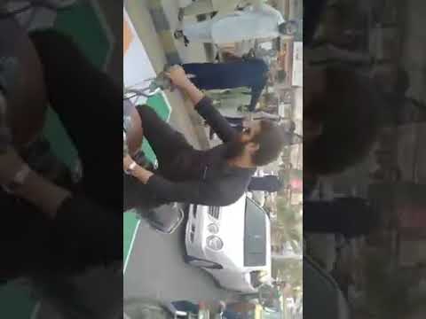 pakistani people driving on Indian flag??