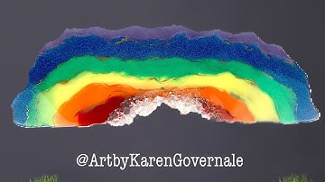 Rainbow Resin Geode Art Tutorial - by Karen Governale