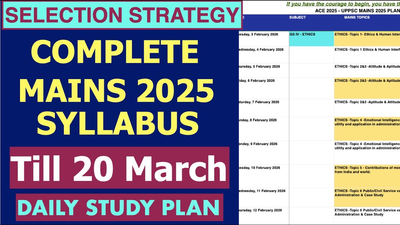 UPPSC MAINS 2025 SELECTION STRATEGY DAILY STUDY PLAN| COMPLETE UPPCS MAINS 2025 SYLLABUS
