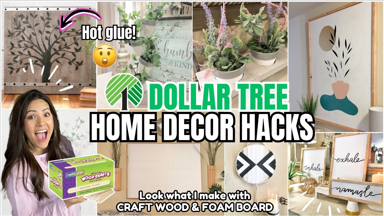 I Made HIGH END Home Decor with Craft Sticks & Foam Board 😳 | DOLLAR TREE HACKS