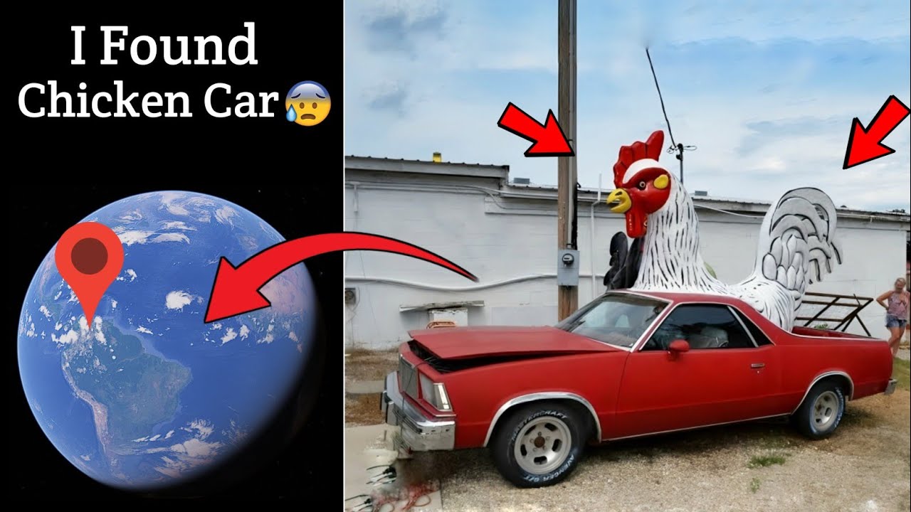 😰 I Found Giant Chicken Car Sculpture in Real Life On Google Earth and Google Maps! 