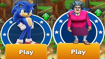 Sonic Dash vs Scary Teacher 3D Run - All Characters Unlocked Showcase