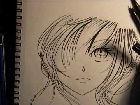  Drawing Anime Girl Face inking YouTube