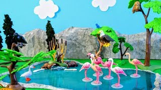 toy wild animals pond playmobil flamingos