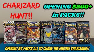 WOW!! I opened $200 IN POKEMON PACKS to hunt for RARE CHARIZARD CARDS!! (pokemon card opening)
