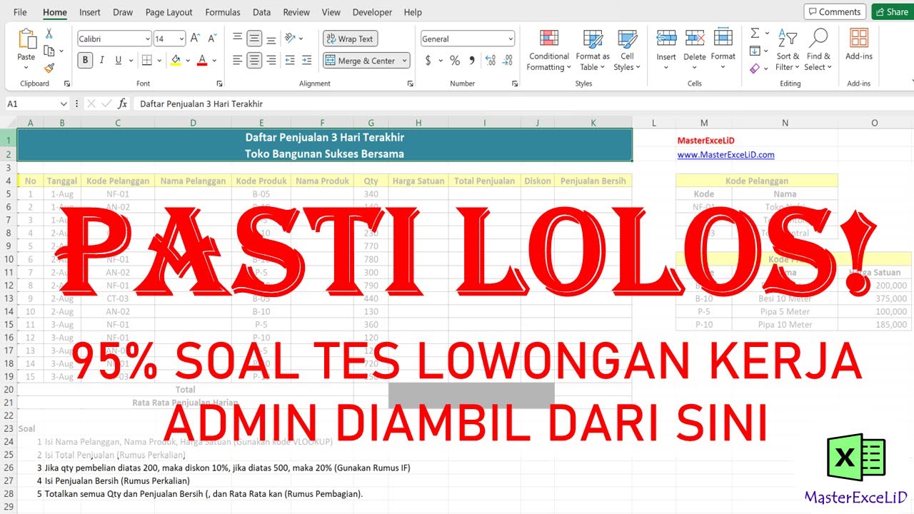 47+ Contoh soal excel untuk tes kerja dan jawabannya xls information