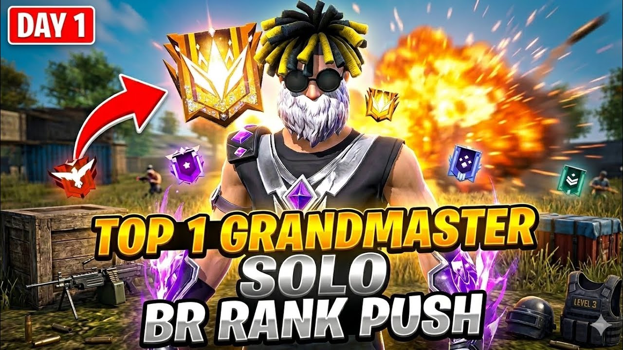 DAY 1: Pushing to TOP 1 GRANDMASTER! 🏆 Solo BR Rank Push | Free Fire ...