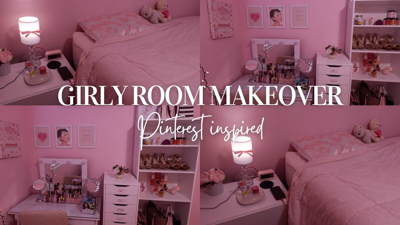 PINK GIRLY ROOM MAKEOVER | Pinterest inspired - YouTube
