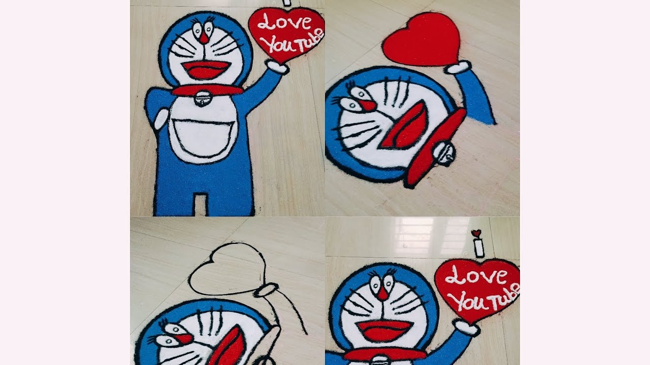 Doraemon You Tube Rangoli Design 2023/#doraemon #Youtubevideo # ...